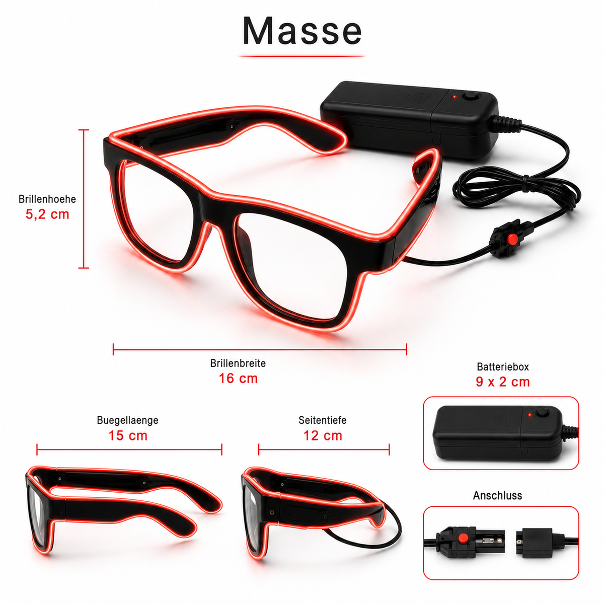 Leuchtende LED-Brille
