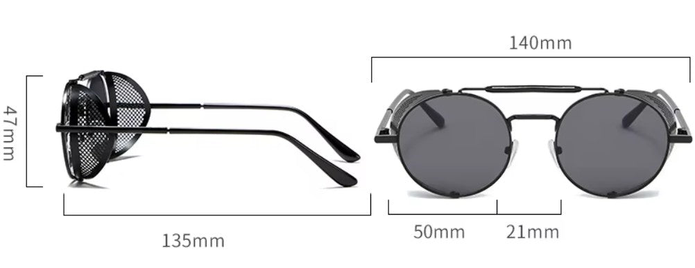 Sonnenbrille Retro mit Seitenschutz schwarz