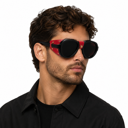 Sonnenbrille Aviator mit Seitenschutz rot