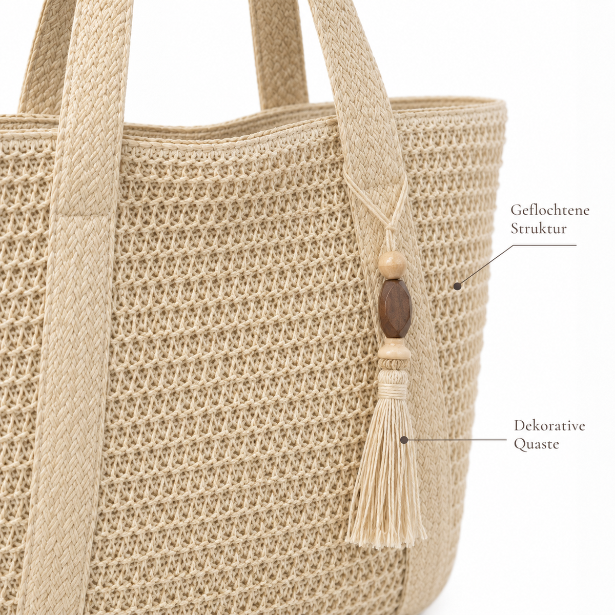 Strandtasche im Boho-Stroh-Look