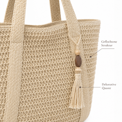 Strandtasche im Boho-Stroh-Look