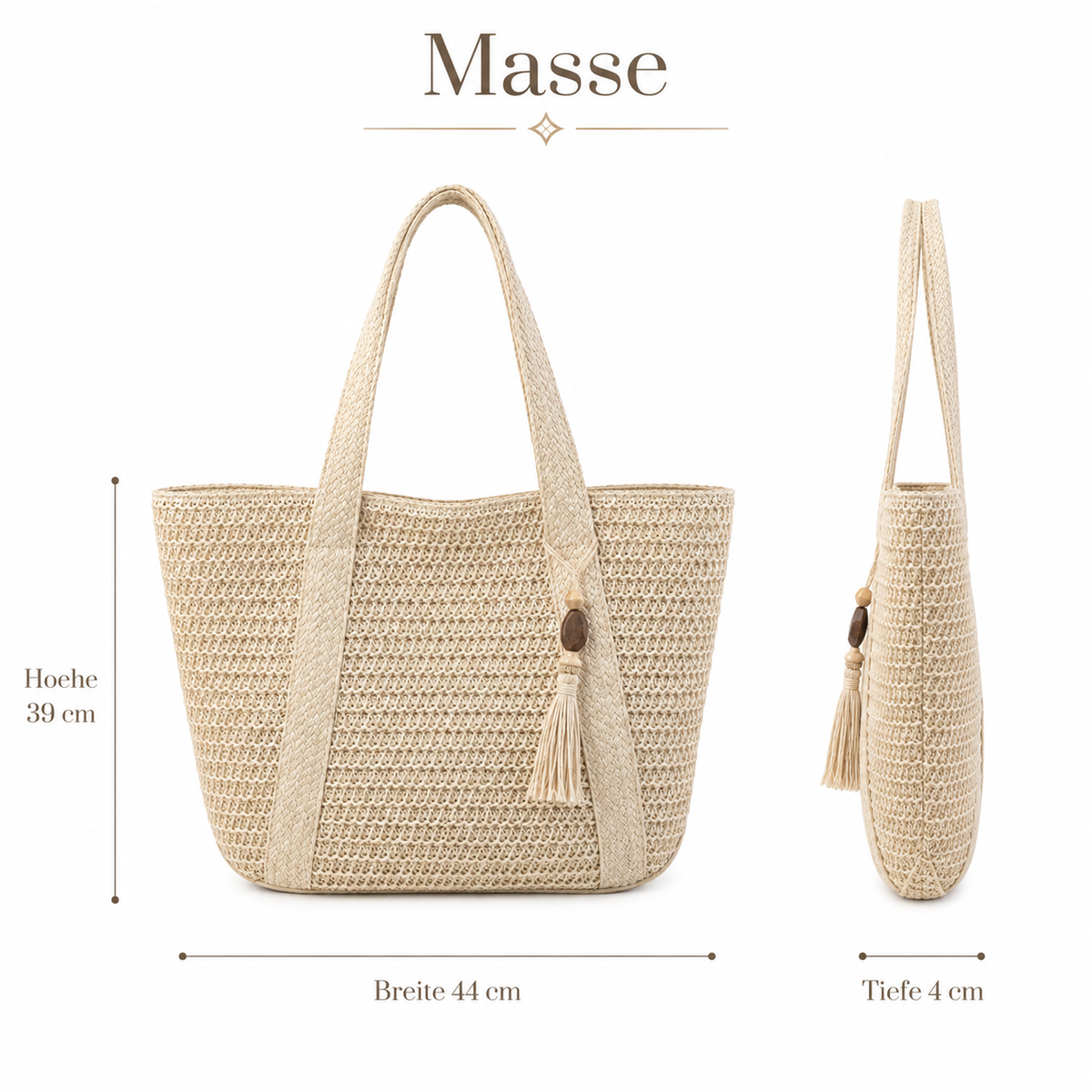 Strandtasche im Boho-Stroh-Look