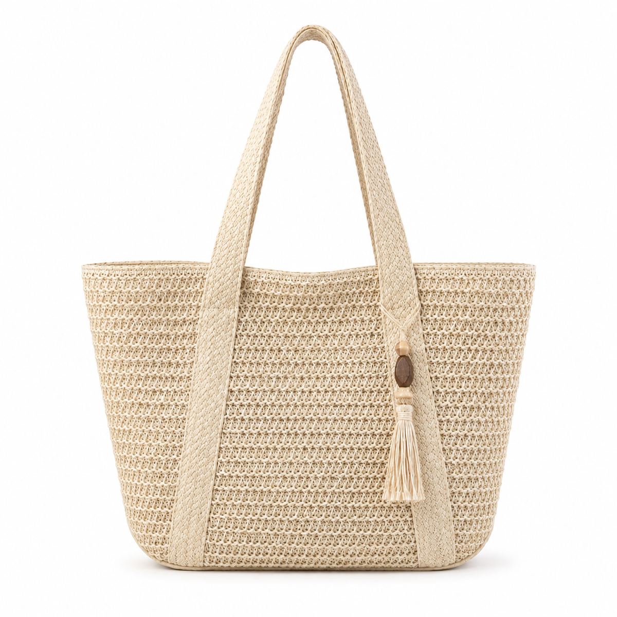 Strandtasche im Boho-Stroh-Look