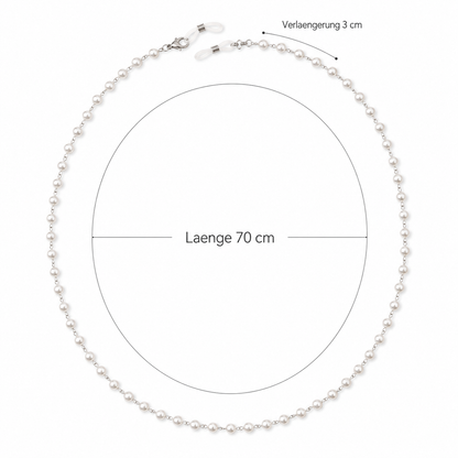 Brillenkette silber mit Perlenoptik