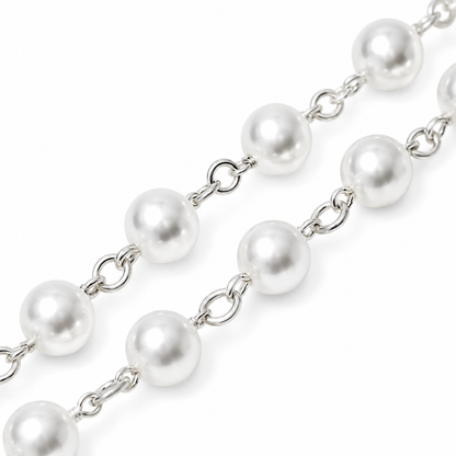 Brillenkette silber mit Perlenoptik