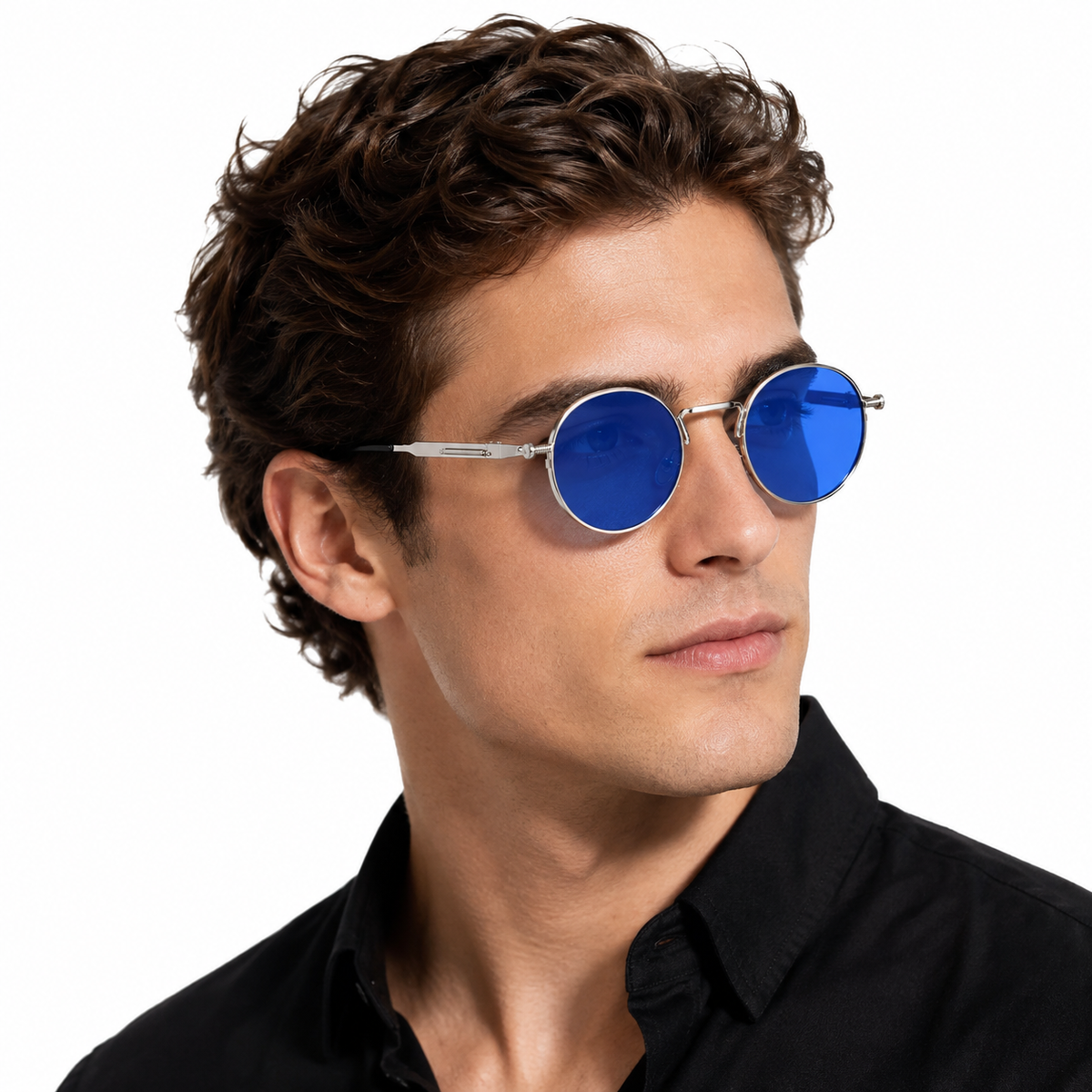 Sonnenbrille Retro Silber/Eisblau