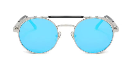 Sonnenbrille Retro mit Seitenschutz Blau