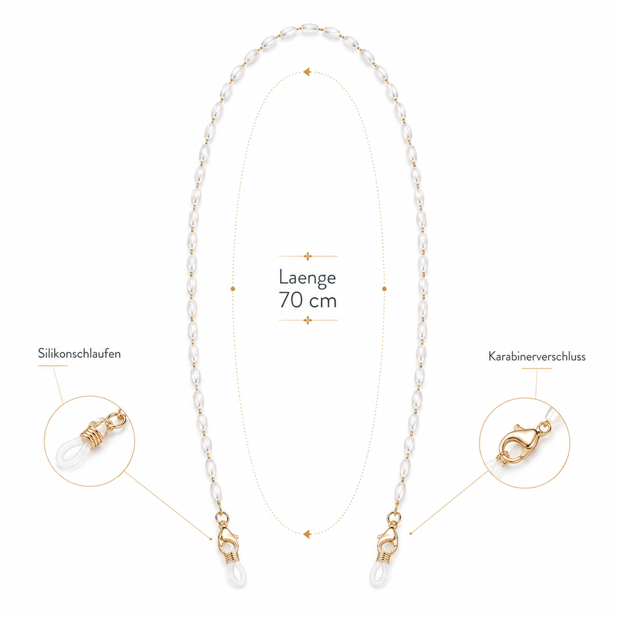 Brillenkette mit Perlenoptik