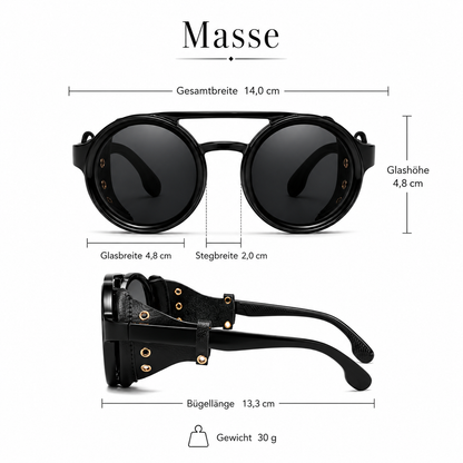 Sonnenbrille Retro mit Seitenschutz schwarz