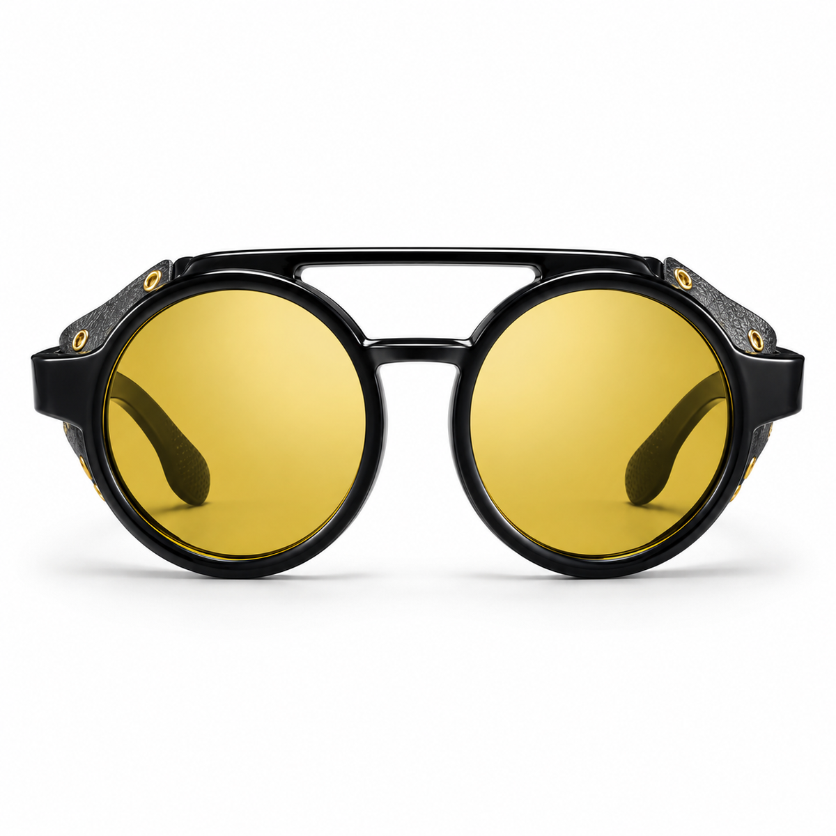 Sonnenbrille Retro mit Seitenschutz gelb