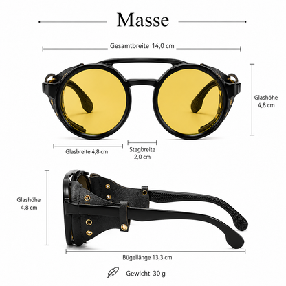 Sonnenbrille Retro mit Seitenschutz gelb