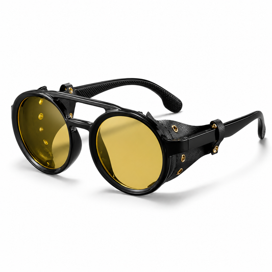 Sonnenbrille Retro mit Seitenschutz gelb