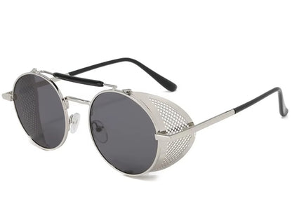 Sonnenbrille Retro mit Seitenschutz Schwarz/Silber