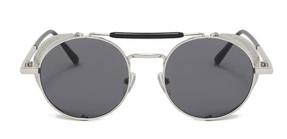Sonnenbrille Retro mit Seitenschutz Schwarz/Silber
