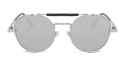 Sonnenbrille Retro mit Seitenschutz Silber/Silber